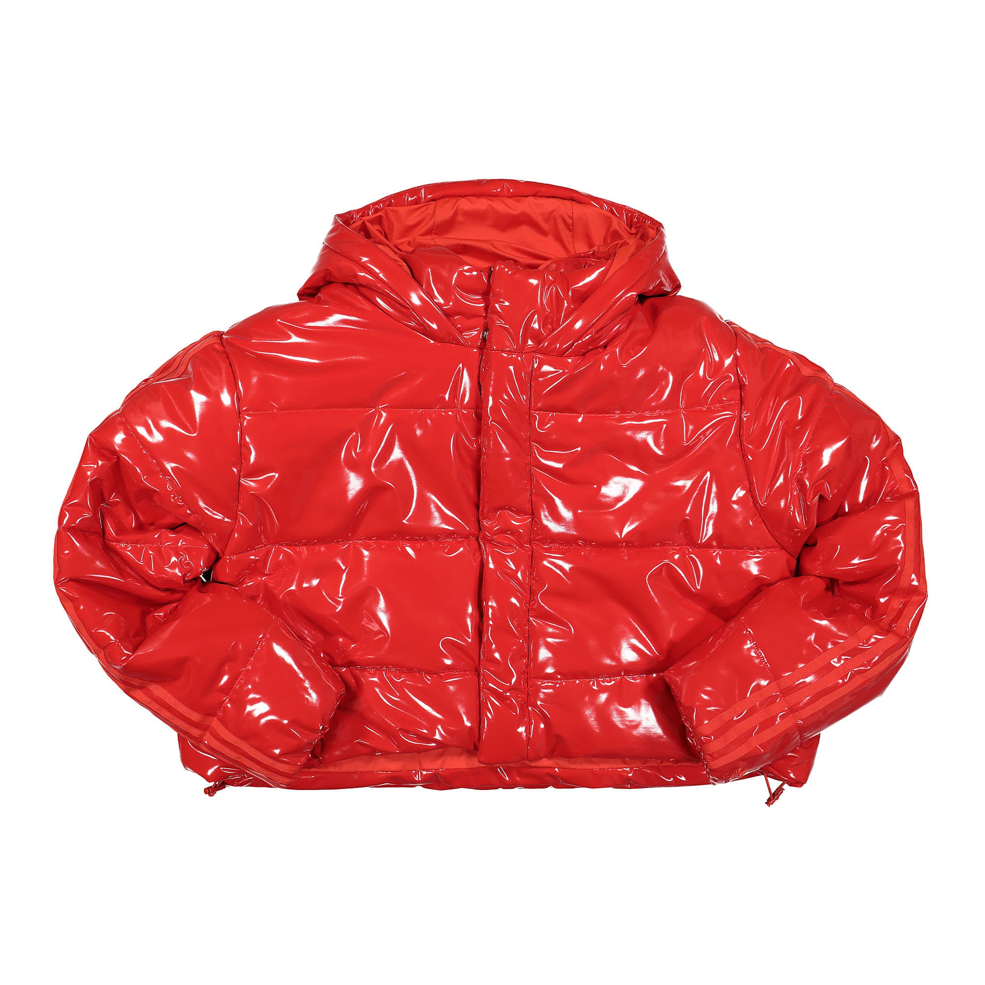 adidas Ivy Park x adidas Latex Crop Puffer Jacket Red Puffer Jackets HH7244 | Overkill