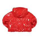 adidas Ivy Park x adidas Latex Crop Puffer Jacket Red Puffer Jackets Material | Overkill