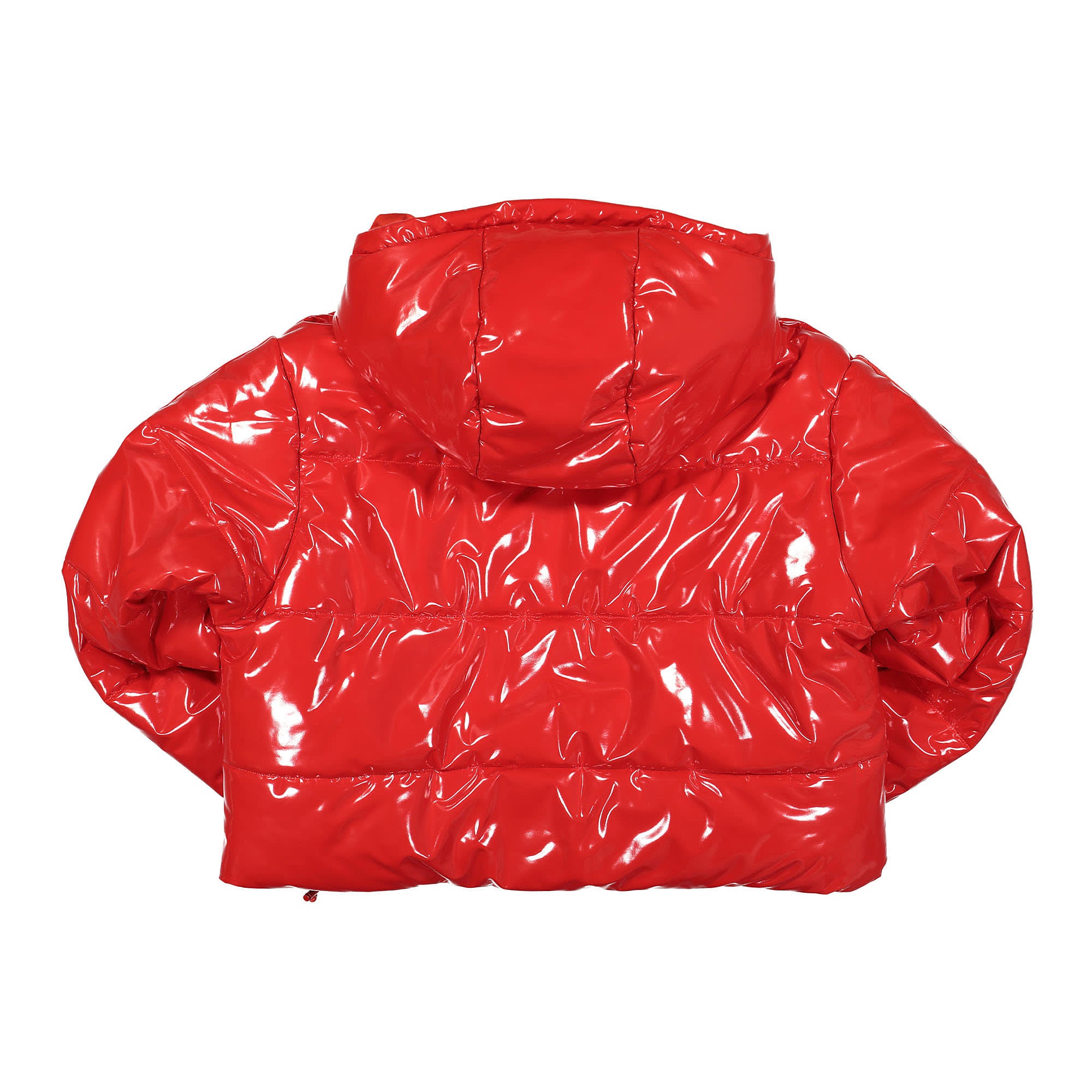 adidas Ivy Park x adidas Latex Crop Puffer Jacket Red Puffer Jackets Material | Overkill