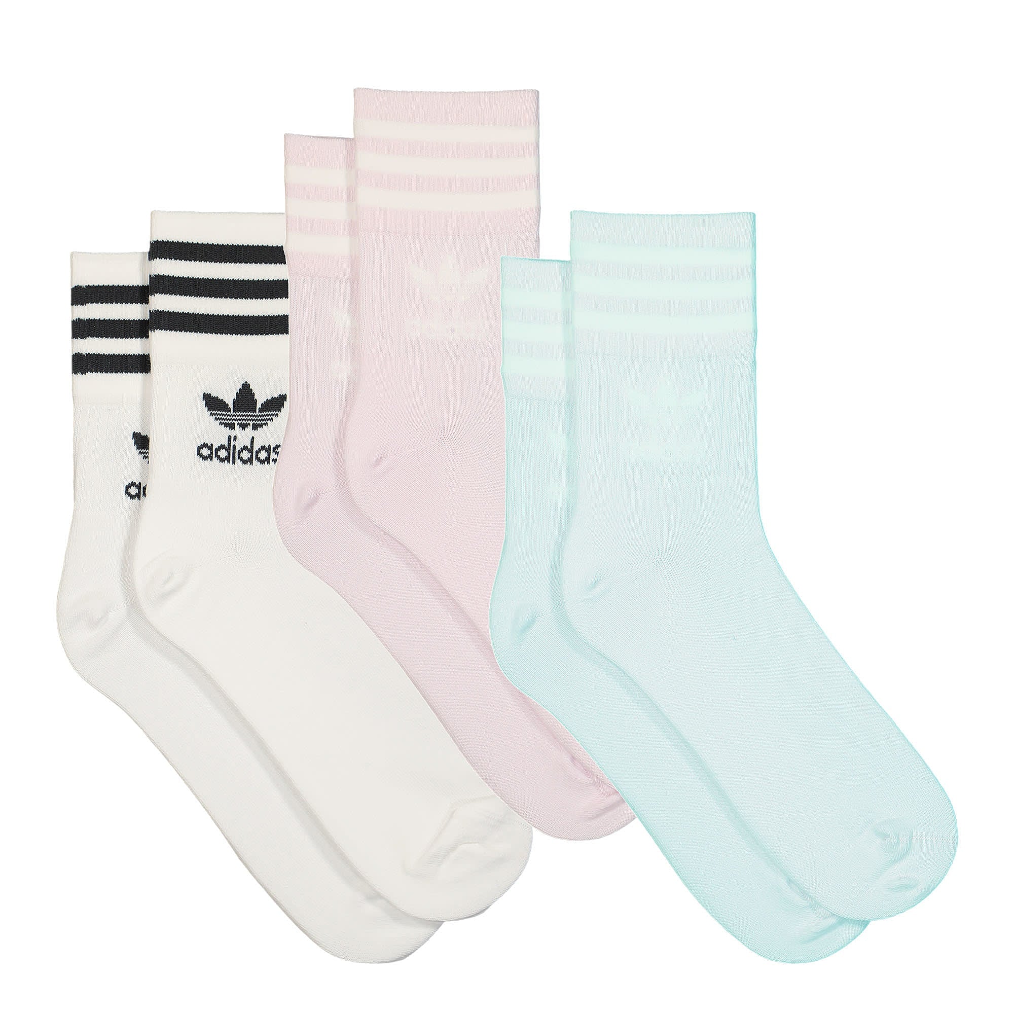 adidas Mid Cut Crew Socks Almost Pink / White / Halo Mint Socks Material | Overkill