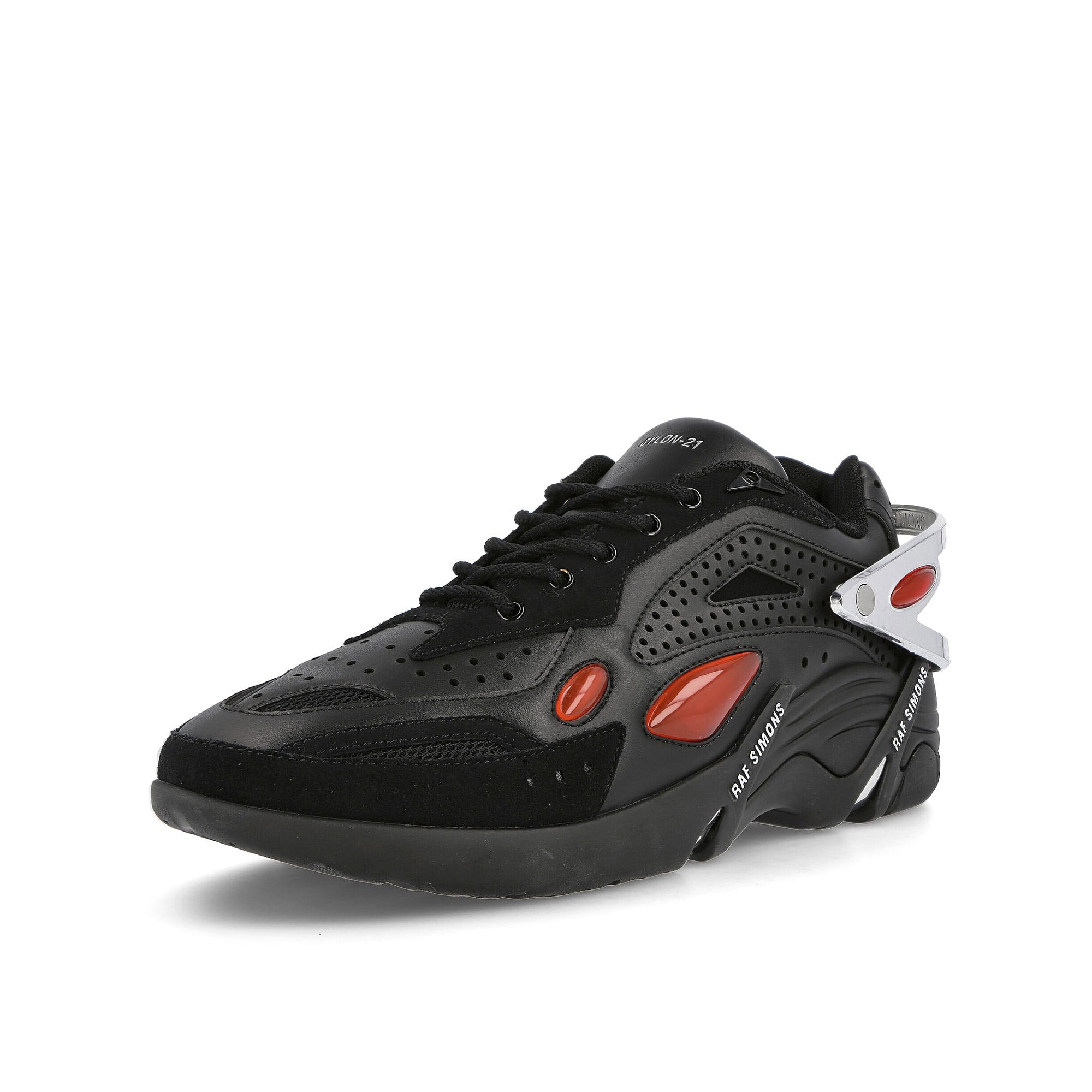 Raf Simons cylon-21 Black Red Low Top Sneakers  Close Up | Overkill