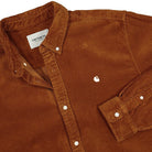 Carhartt WIP L/S Madison Cord Shirt Brandy / Wax Shirts Close-up | Overkill