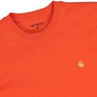 Carhartt WIP Chase Longsleeve Tee Safety Orange / Gold Longsleeves Close-up | Overkill