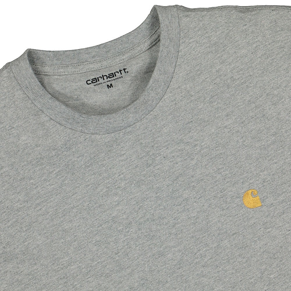 Carhartt WIP Chase Longsleeve Tee Grey Heather / Gold Longsleeves Close-up | Overkill