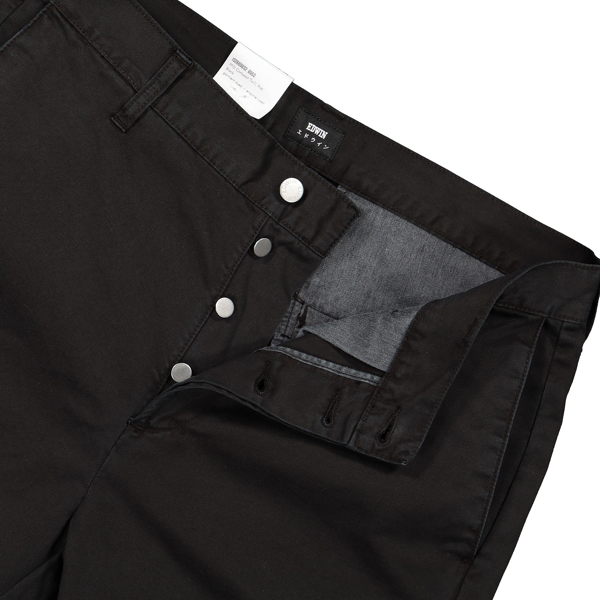 Edwin 45 Chino PFD Compact Twill Pant Black / Garment Dyed Sweat & Track Pants Detailfoto | Overkill