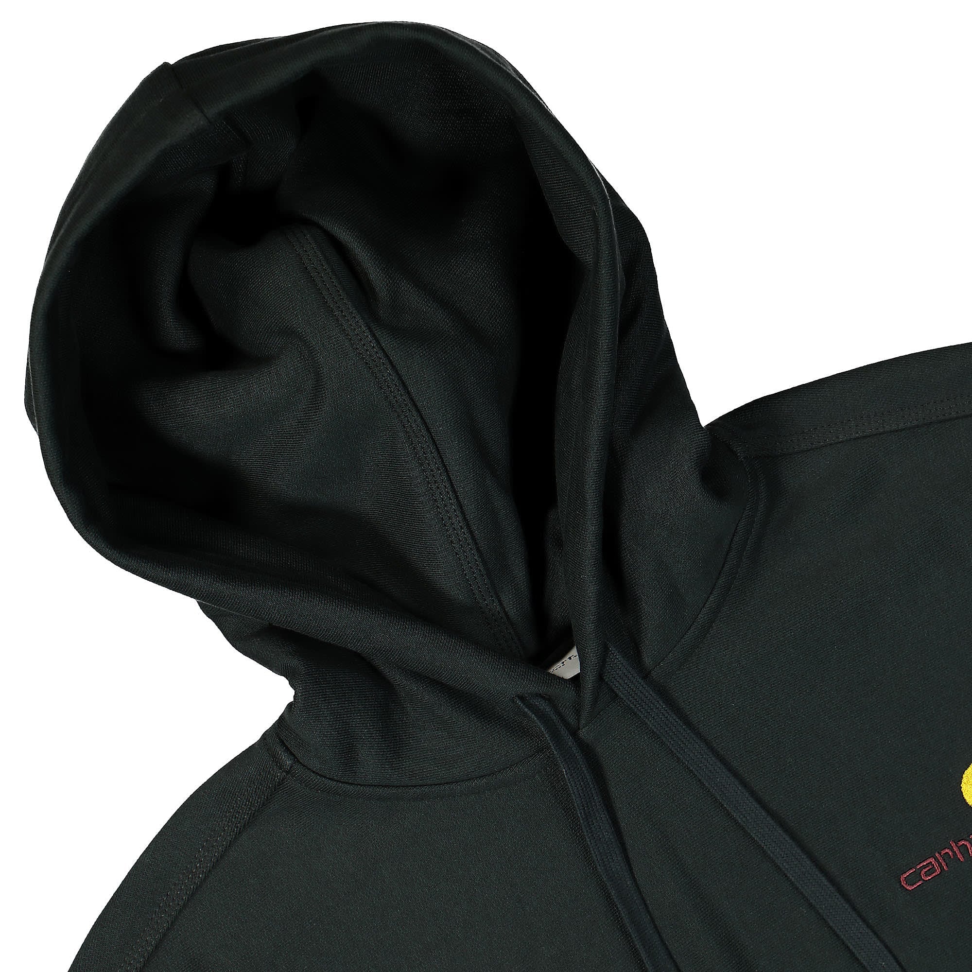 Carhartt WIP Hooded American Script Sweat Dark Cedar Hoodies Close-up | Overkill