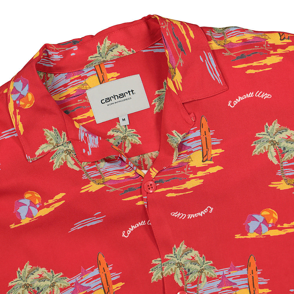 Carhartt WIP S/S Beach Shirt Etna Red T-Shirts Close-up | Overkill