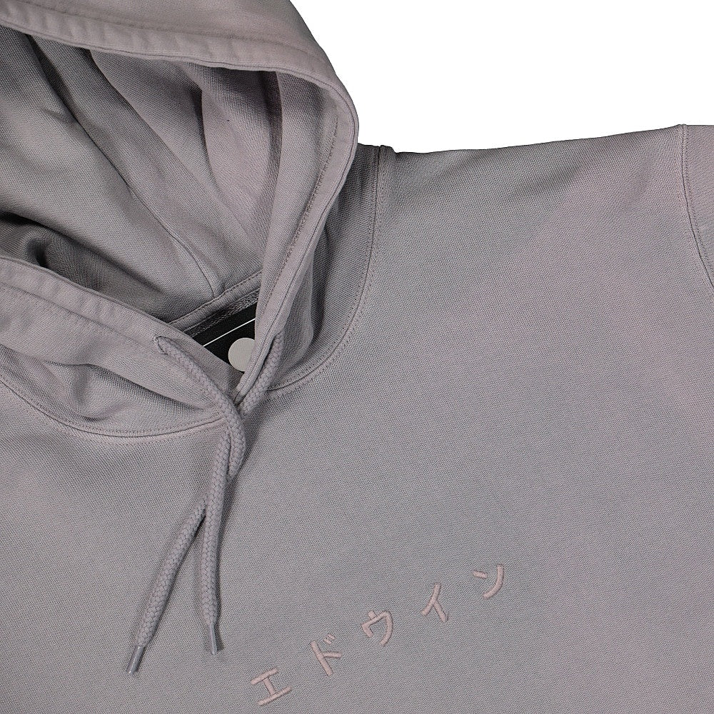 Edwin Katakana Hoodie Sweat Frost Grey Garment Hoodies Close-up | Overkill