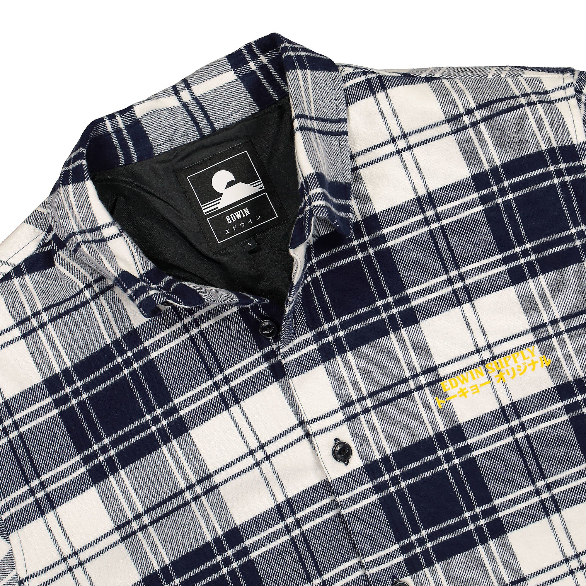 Edwin Sven Shirt Lined LS Maritime Blue Shirts Close-up | Overkill