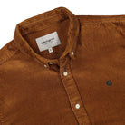 Carhartt WIP L/S Madison Cord Shirt Tawny / Black Longsleeves Close-up | Overkill