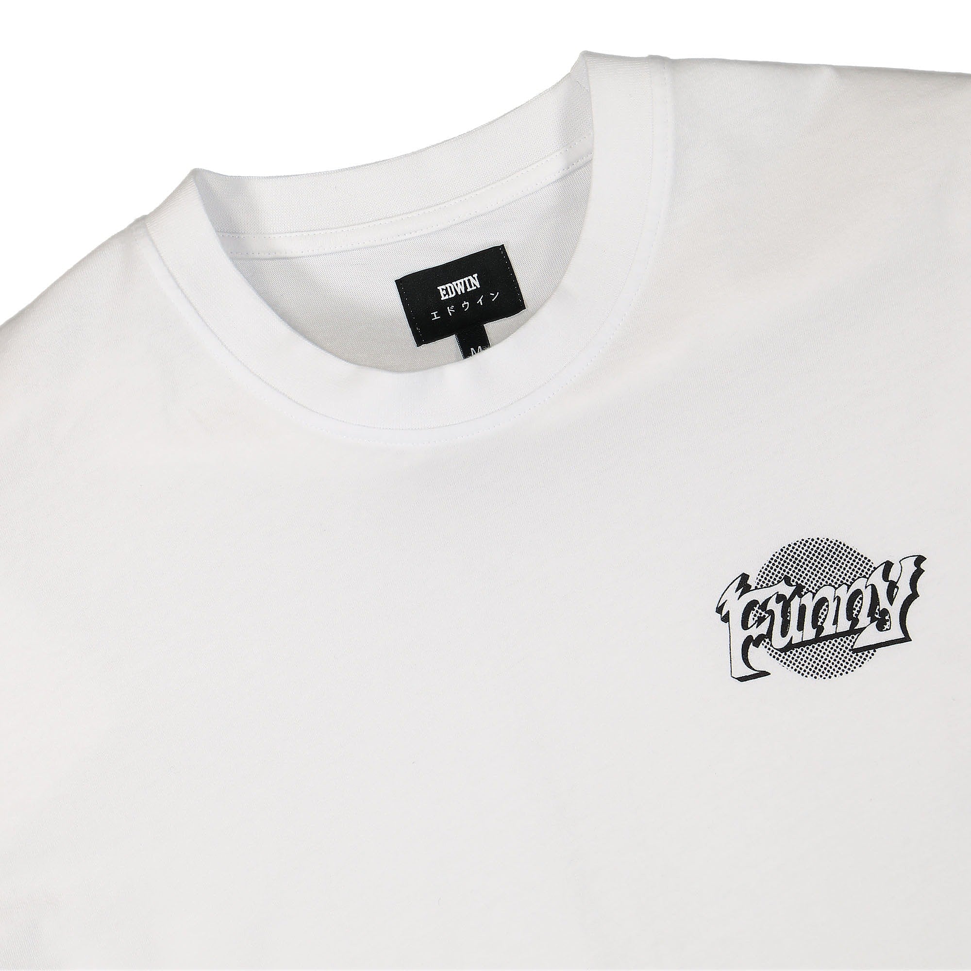 Edwin Omoshirokunai TS Single Jersey White T-Shirts Close-up | Overkill