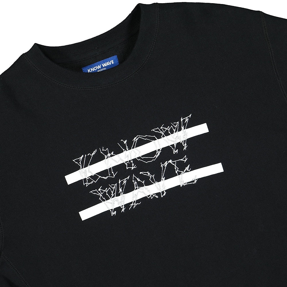 Know Wave classic anxiety logo crewneck Black Sweatshirts Close-up | Overkill