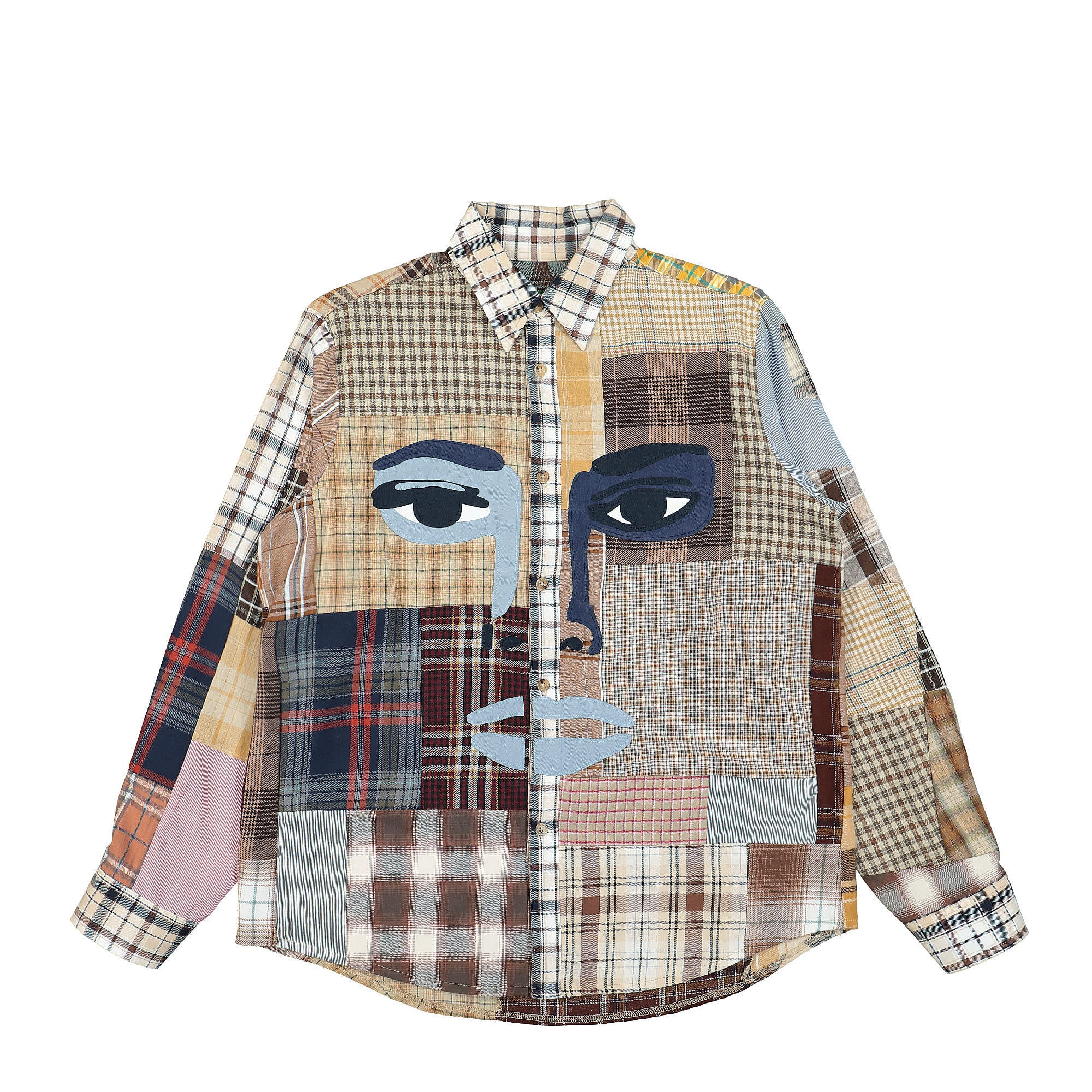 Kidsuper Studios Work Face Checked Cotton Shirt Beige Shirts KSPS01-057 | Overkill