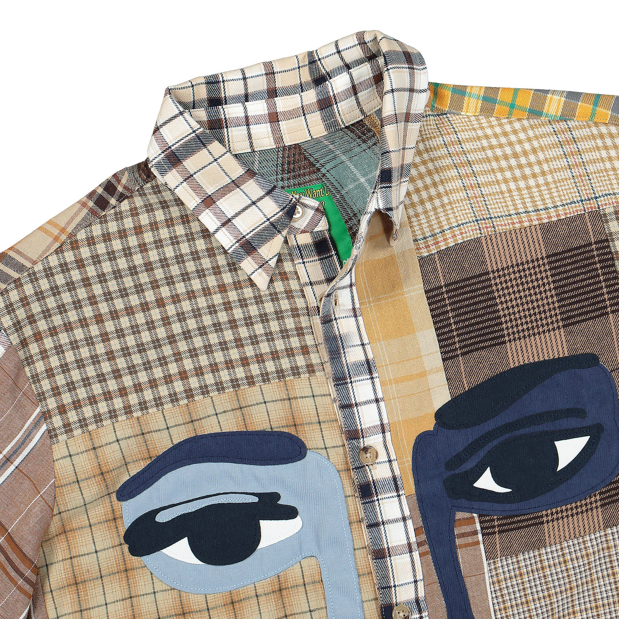 Kidsuper Studios Work Face Checked Cotton Shirt Beige Shirts Close-up | Overkill