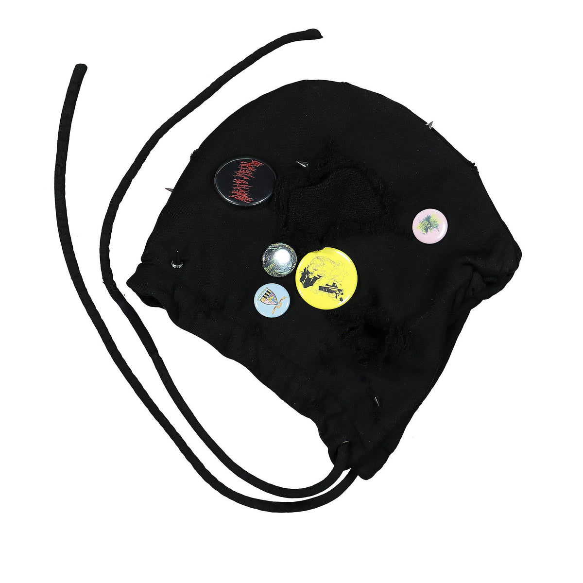 Liberal Youth Ministry Destroyed Hood With Pins Knit Black Beanies Detailfoto | Overkill