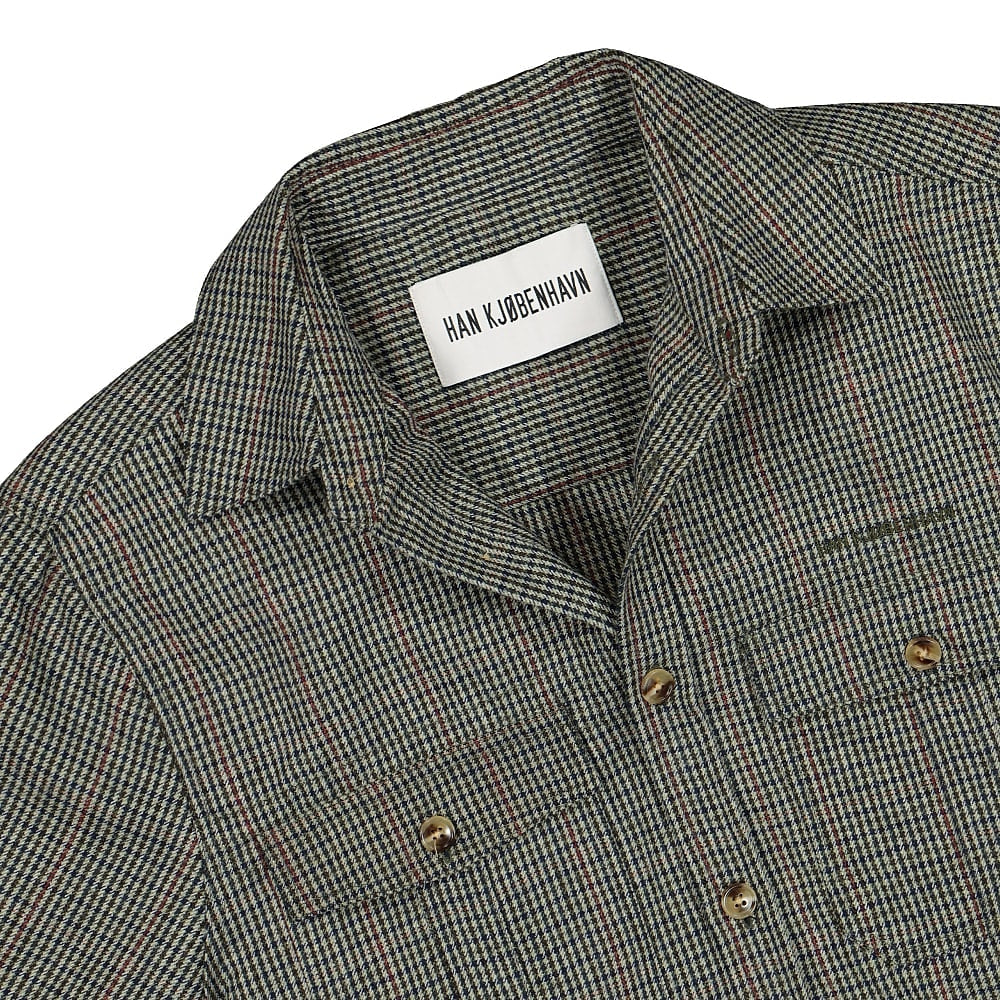 Han Kjobenhavn garden shirt Olive Check Shirts Close-up | Overkill