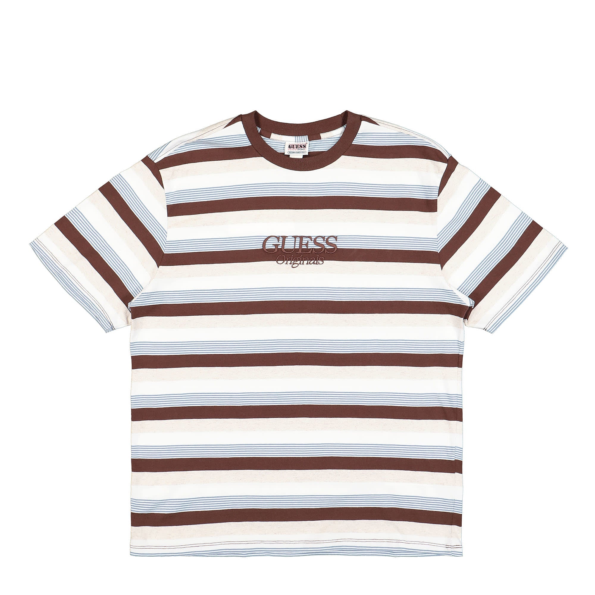 GUESS Originals Go Cole Heather Stripe Tee Cup Of Joe T-Shirts M2BI03K9XF3-COJM | Overkill