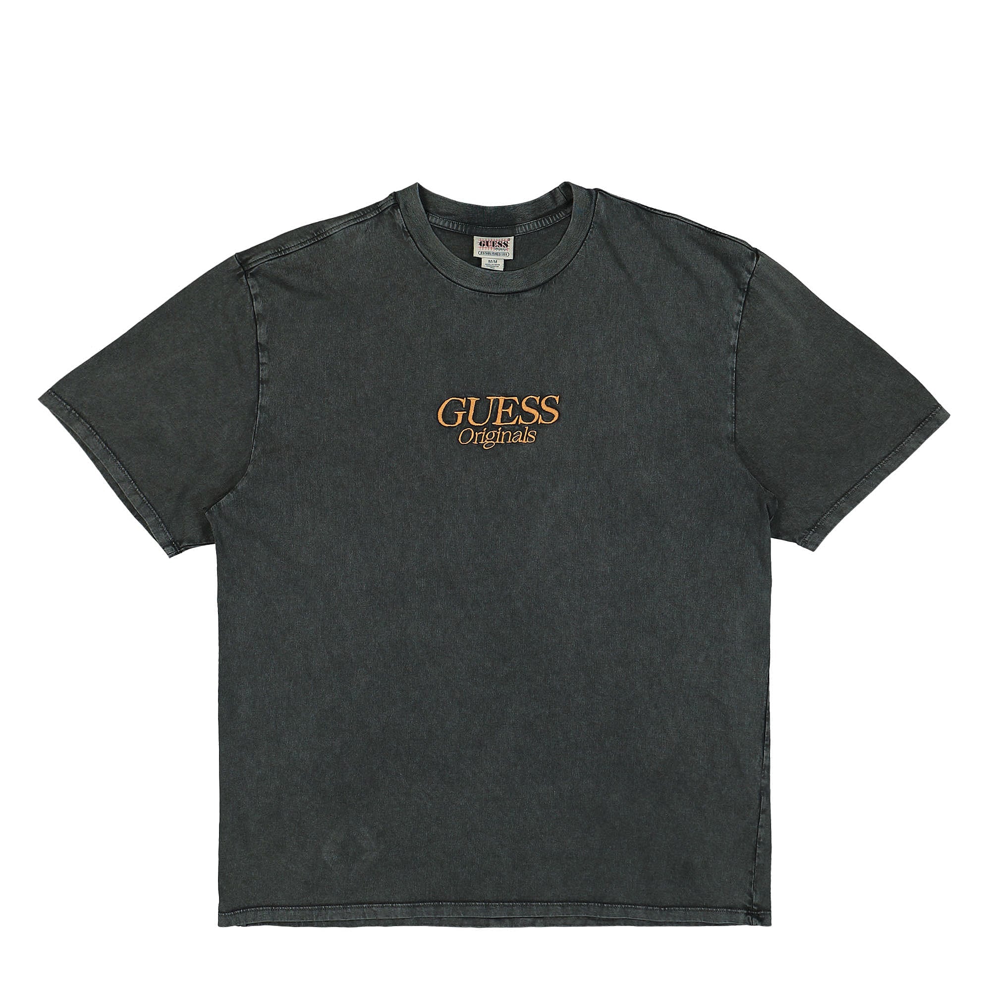 GUESS Originals Go Brent Logo Script Tee Washed Out Black T-Shirts M2BI24K9XF3-F9CK | Overkill