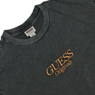 GUESS Originals Go Brent Logo Script Tee Washed Out Black T-Shirts Close-up | Overkill