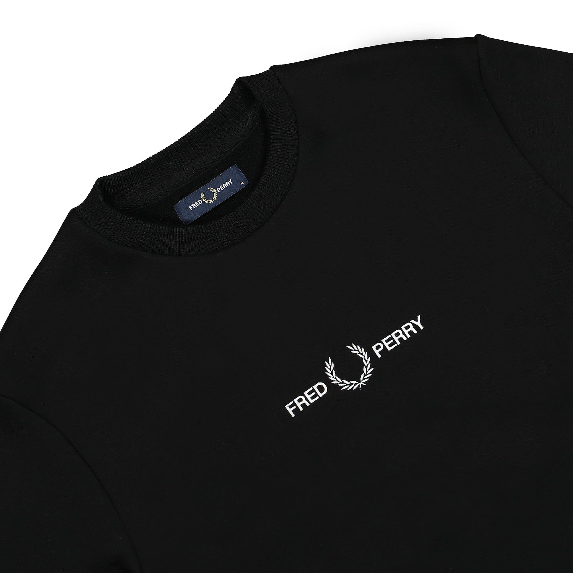 Fred Perry Embroidered Sweatshirt Black Sweatshirts Close-up | Overkill
