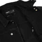 C2H4 Mastermind x C2H4 Asymmetrical Layered Denim Jacket Faded Black Jackets Close-up | Overkill