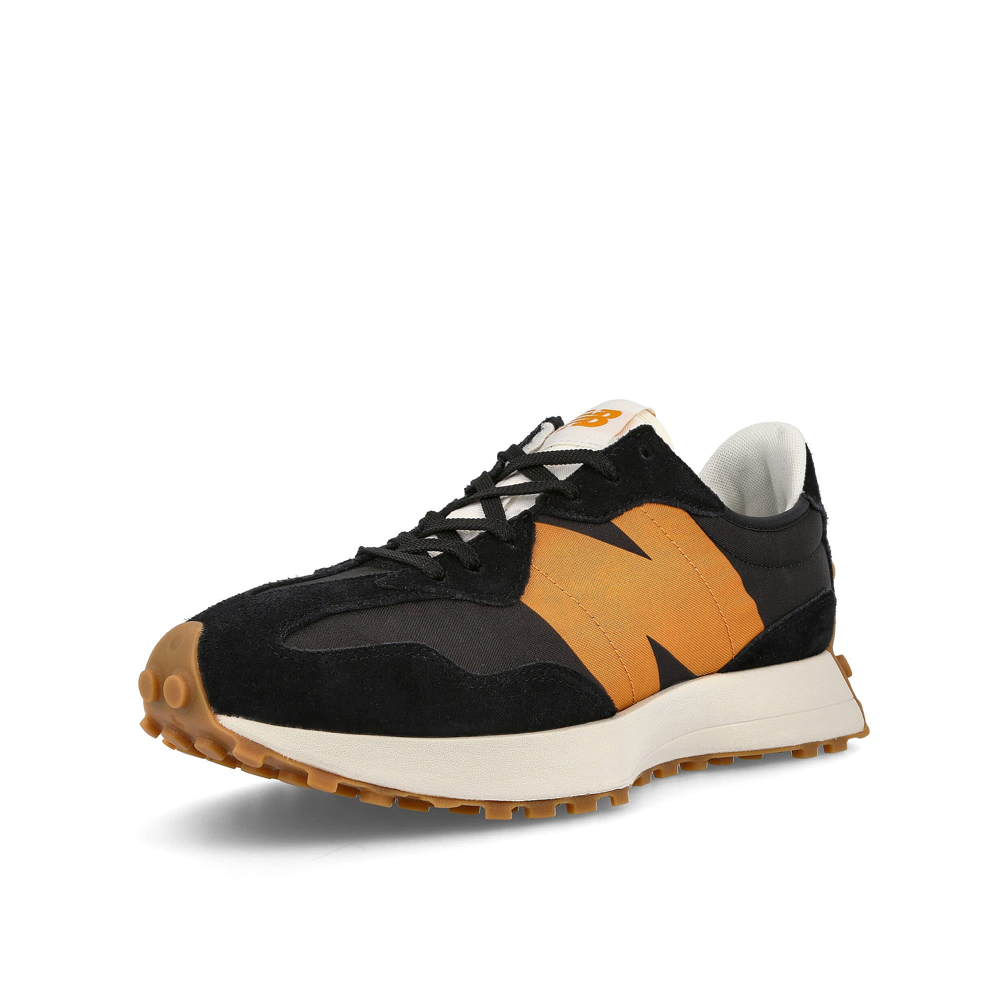 New Balance ms 327 hn1 Black-Madras Orange Low Top Sneakers  Close Up | Overkill