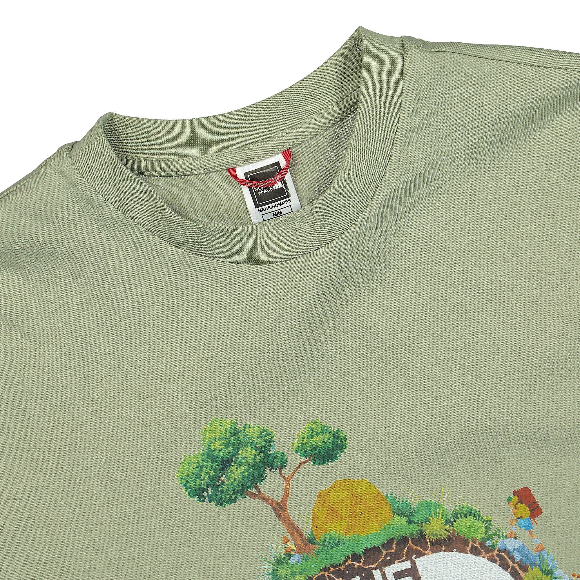 The North Face Heritage Longsleeve Graphic Tee Tea Green Longsleeves Close-up | Overkill