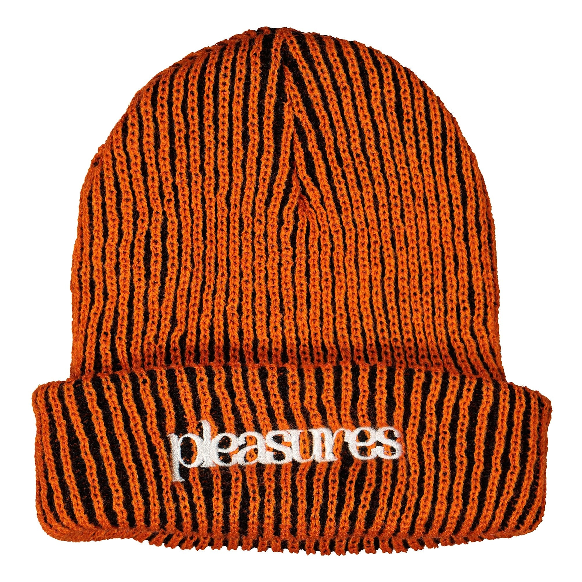 Pleasures Violation Striped Beanie Orange Beanies P19F106069 | Overkill