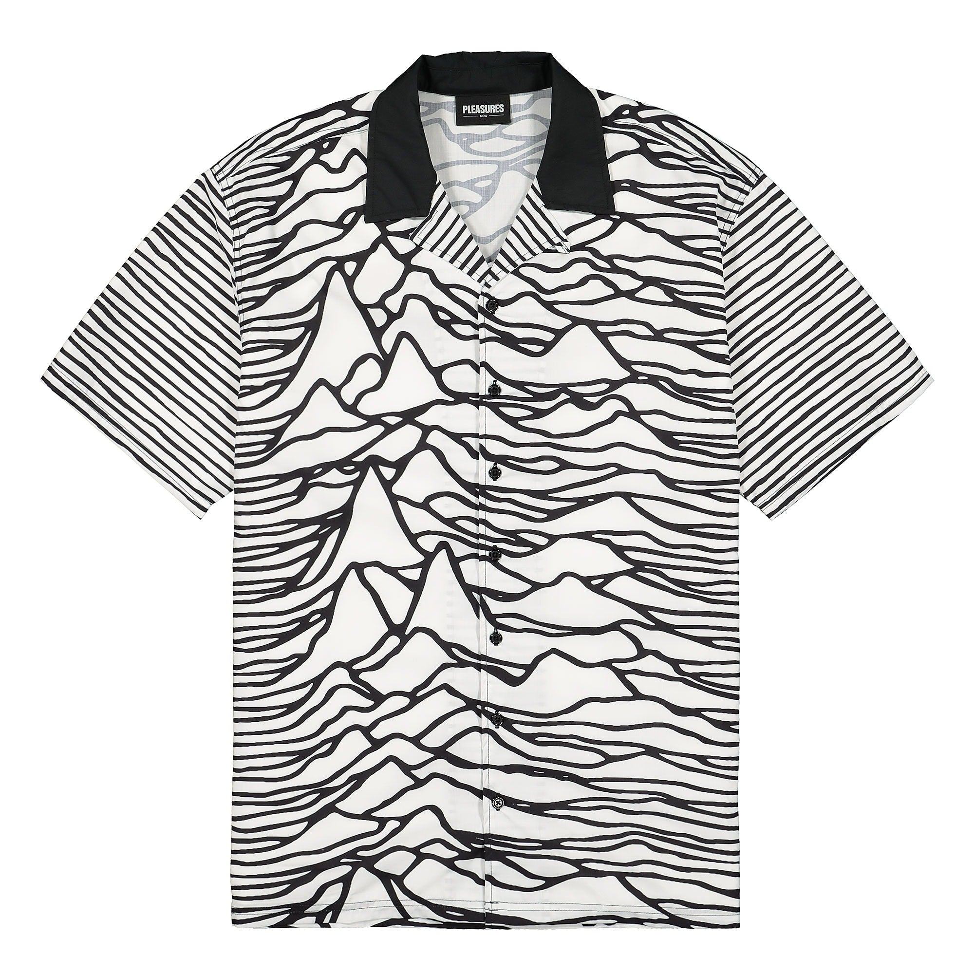 Pleasures Joy Division x Pleasures Waves Short Sleeve Button Down White Shorts P19JD005 | Overkill