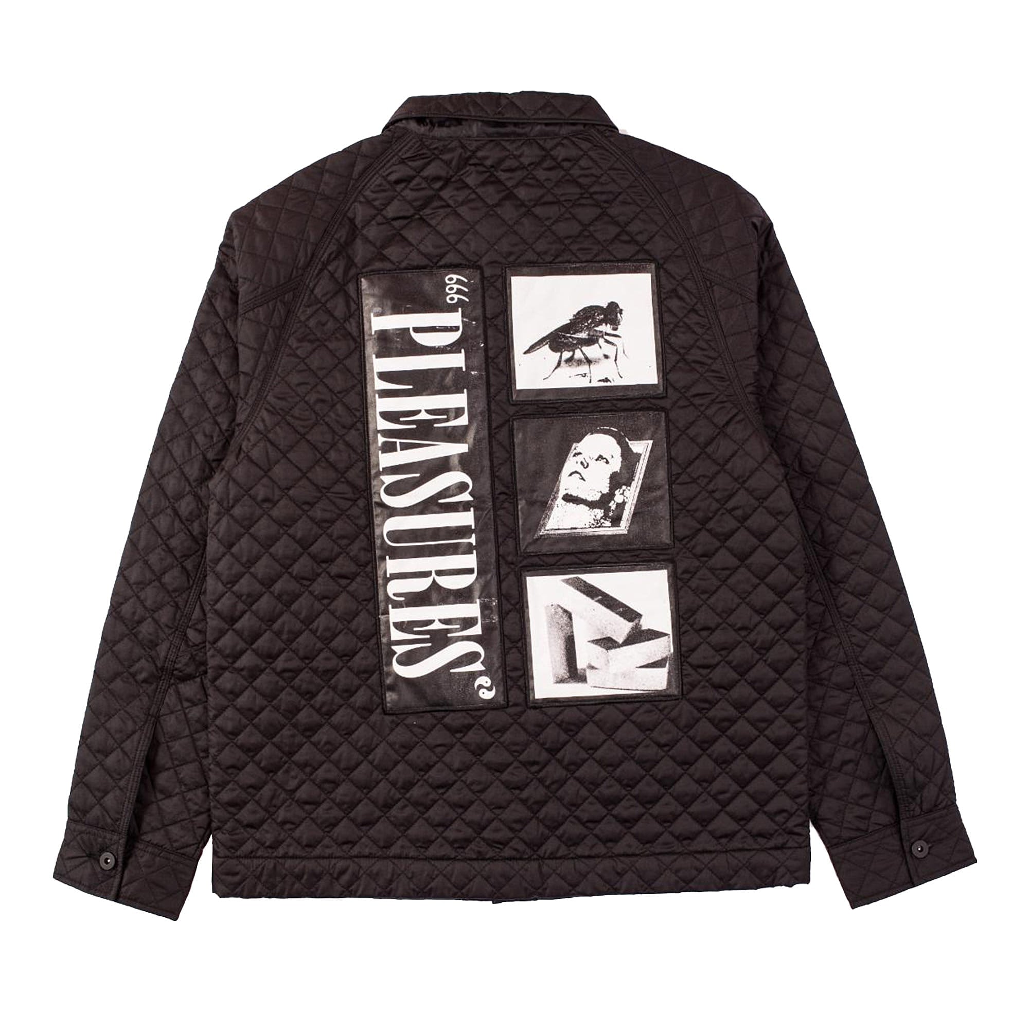 Pleasures Rodman Quilted Satin Chore Jacket Black Jackets P19P103011 | Overkill