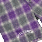 Pleasures Now Shadow Plaid Shorts Purple Shorts Close-up | Overkill