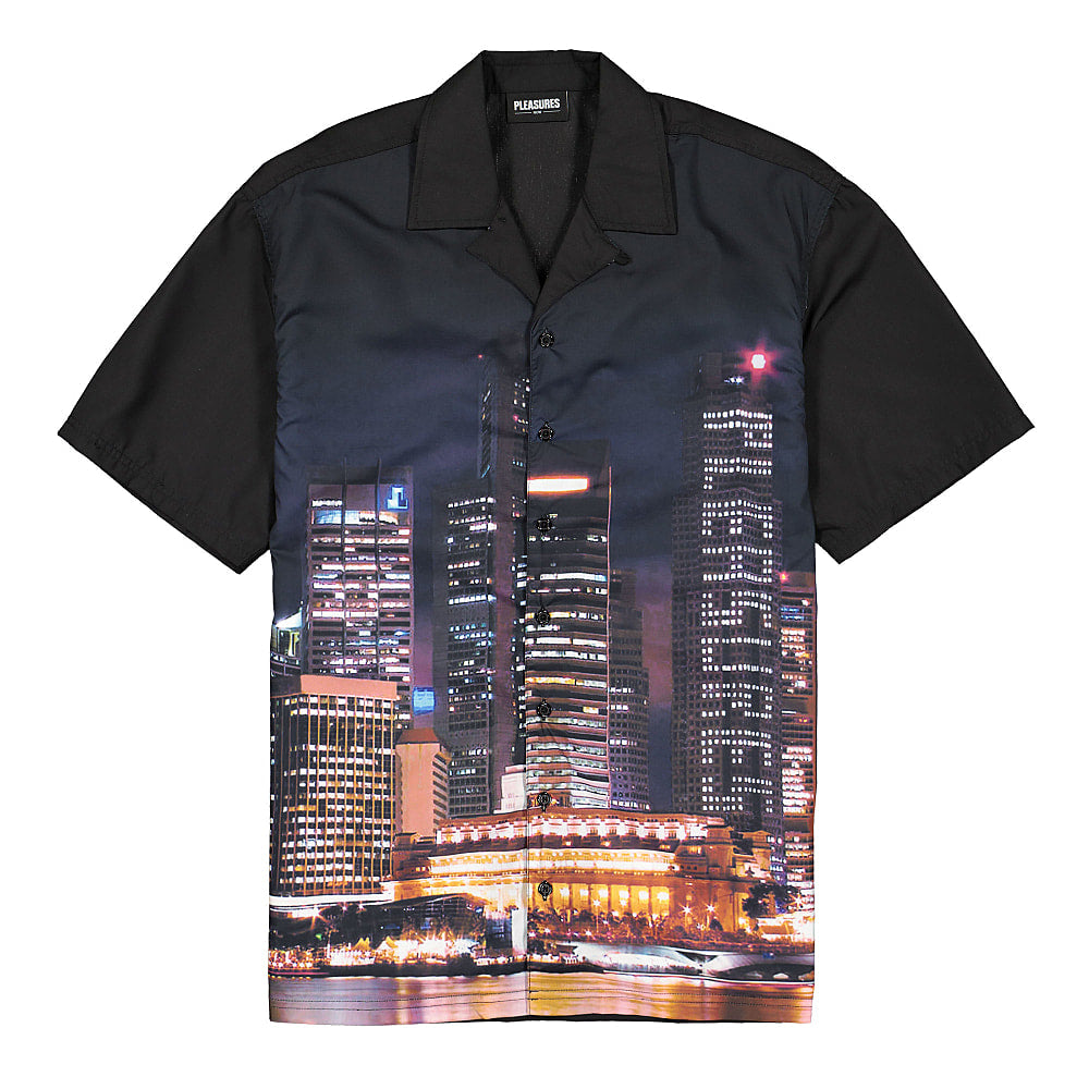 Pleasures Metro Button Down Shirt Black Shirts P20SPCUT0014 | Overkill