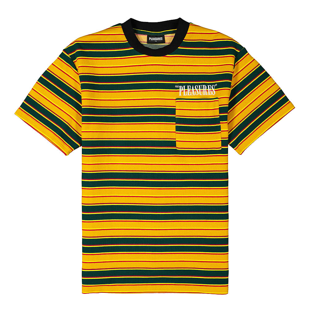 Pleasures Chainsmoke Stripe SS Shirt Yellow / Green T-Shirts P20SU020 | Overkill