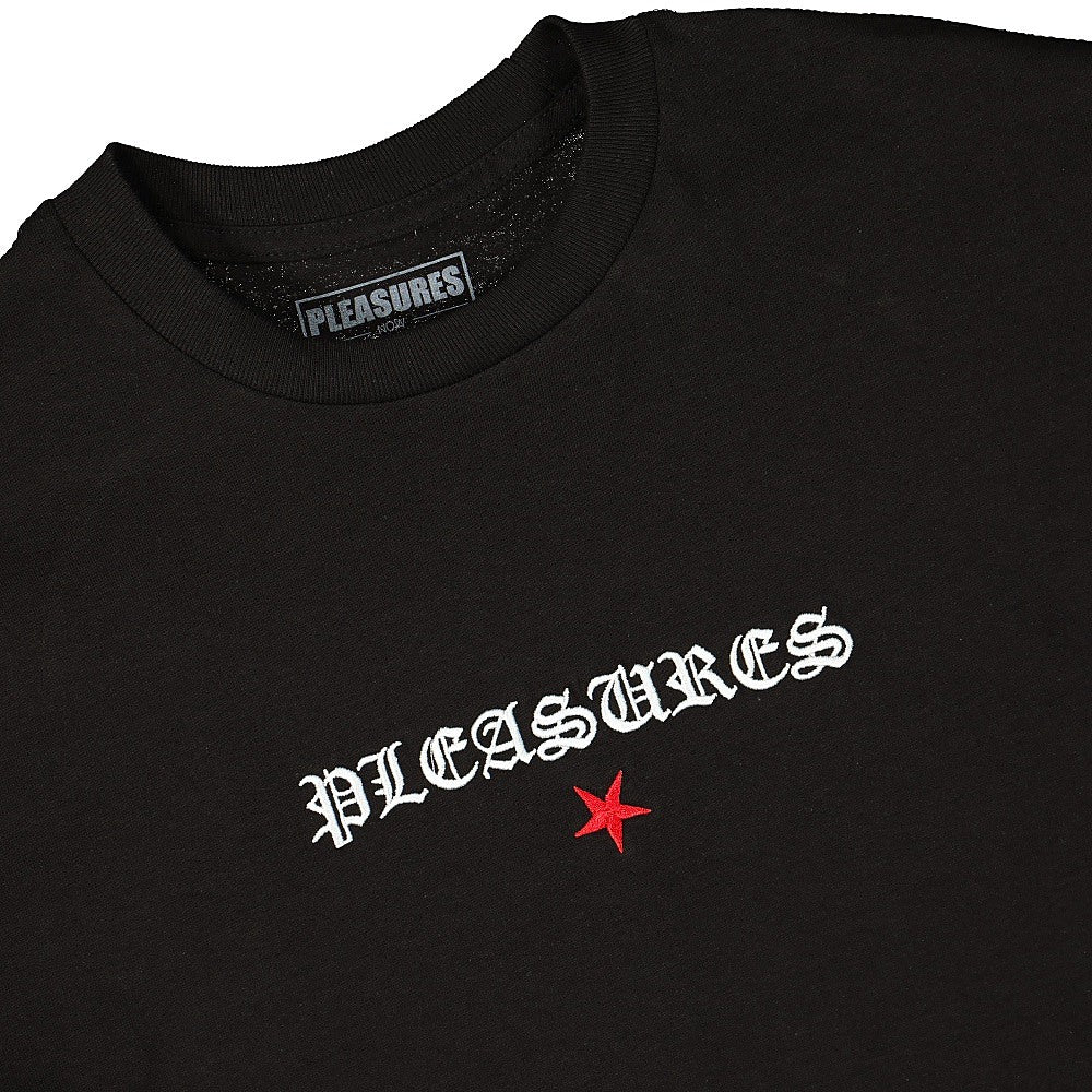 Pleasures Shine Embroidered Tee Black T-Shirts Close-up | Overkill