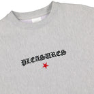 Pleasures Shine Premium Crewneck Heather Grey Sweatshirts Close-up | Overkill