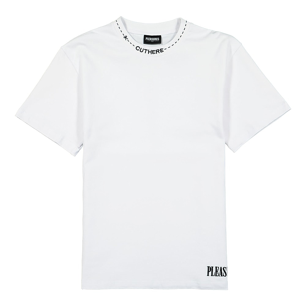 Pleasures Cut Here Heavy Weight Shirt White T-Shirts P20W006 | Overkill
