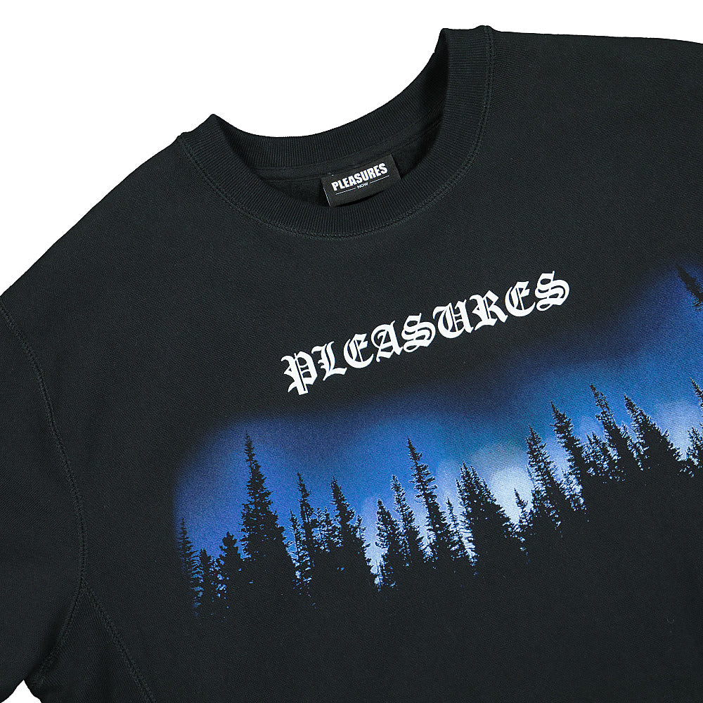 Pleasures Forest Premium Crewneck Sweater Black Sweatshirts Close-up | Overkill