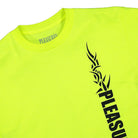 Pleasures Razor Logo T-Shirt Safety Green T-Shirts Close-up | Overkill