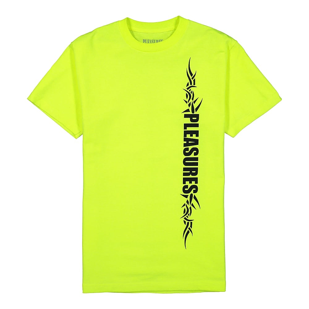 Pleasures Razor Logo T-Shirt Safety Green T-Shirts P20W049 | Overkill
