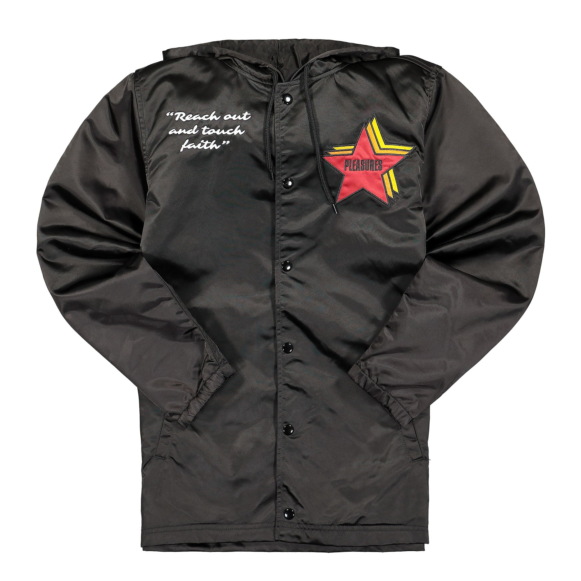 Pleasures Berlin Satin Coaches Jacket Black Parkas P21F010 | Overkill