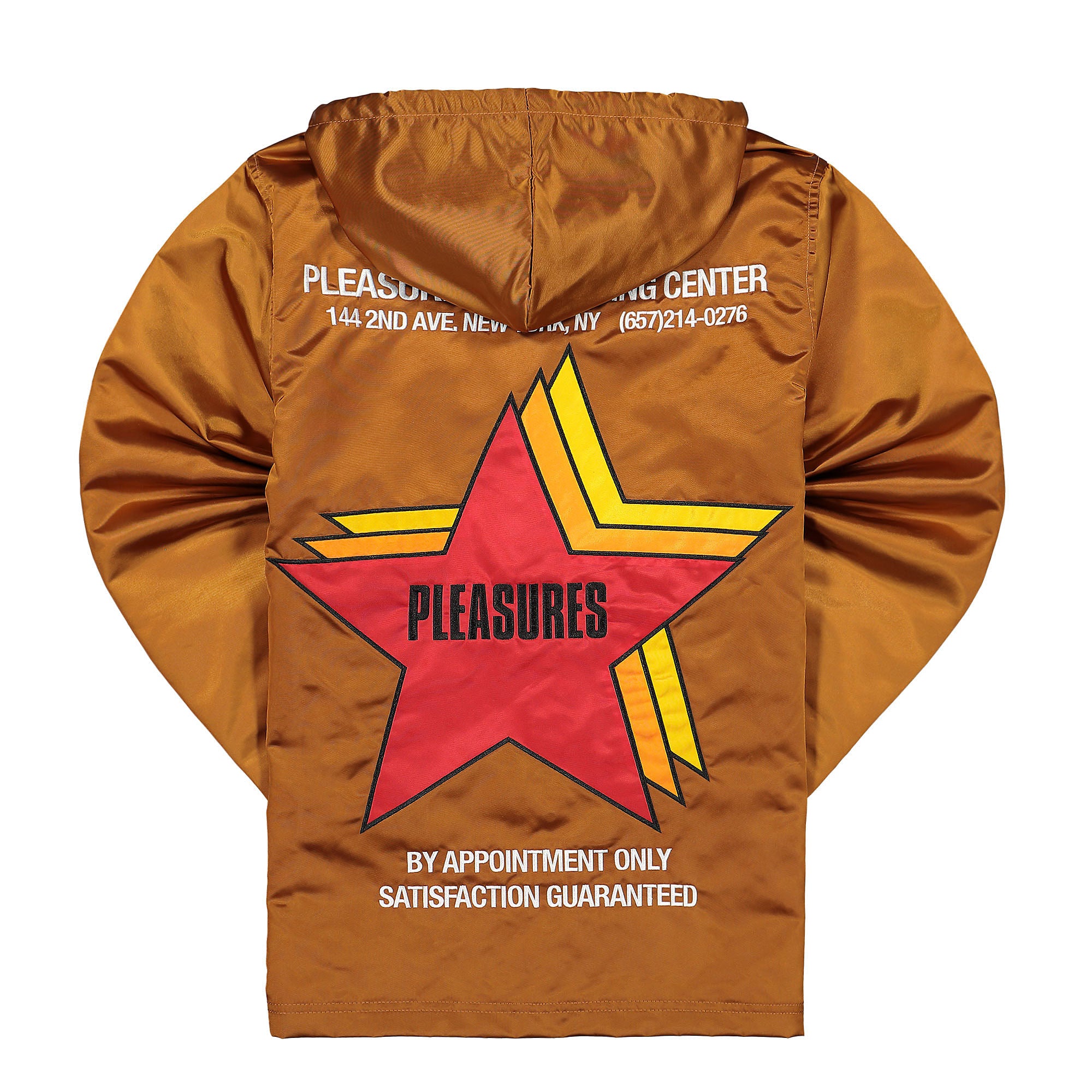 Pleasures Berlin Satin Coaches Jacket Caramel Parkas Close-up | Overkill