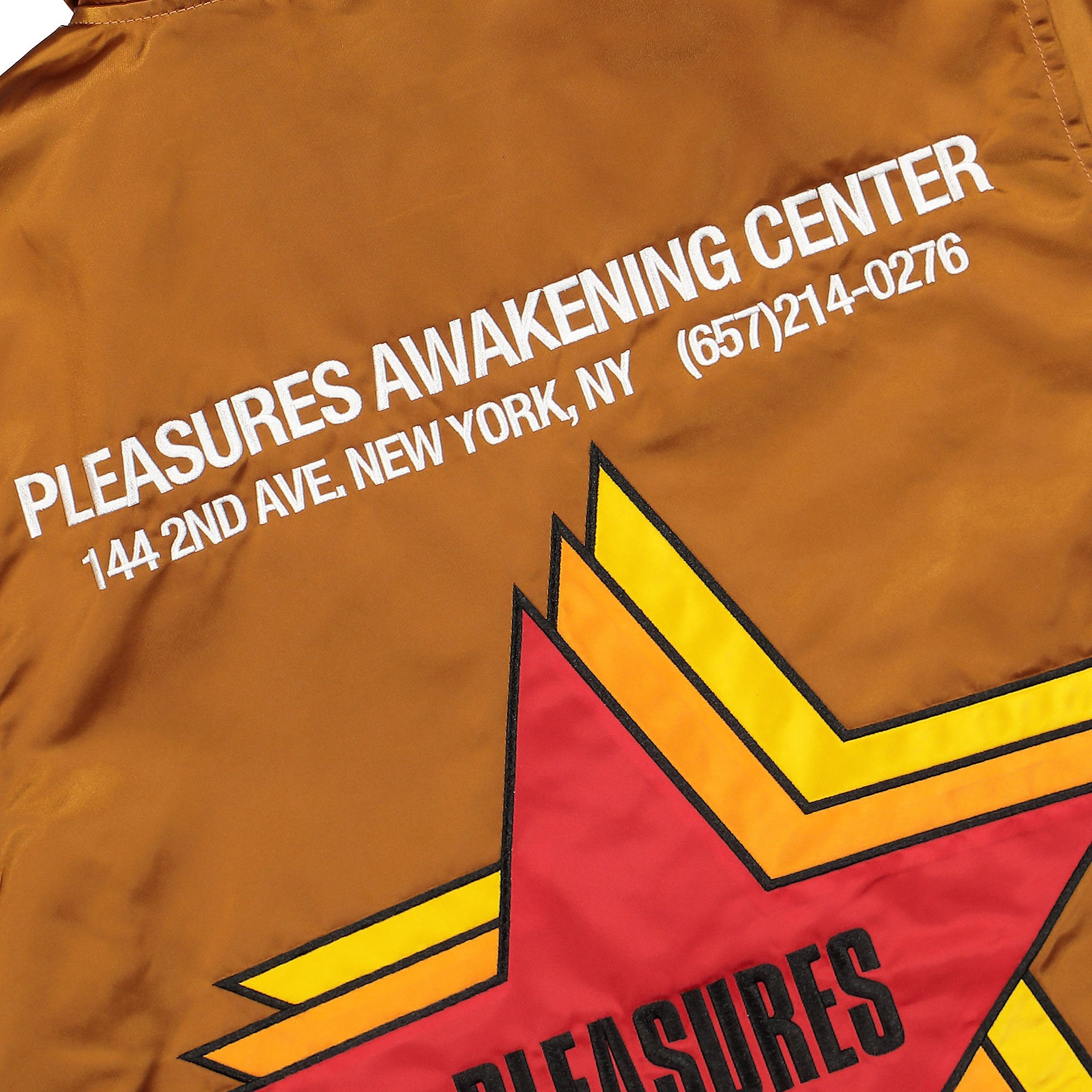 Pleasures Berlin Satin Coaches Jacket Caramel Parkas Detail view 1 | Overkill