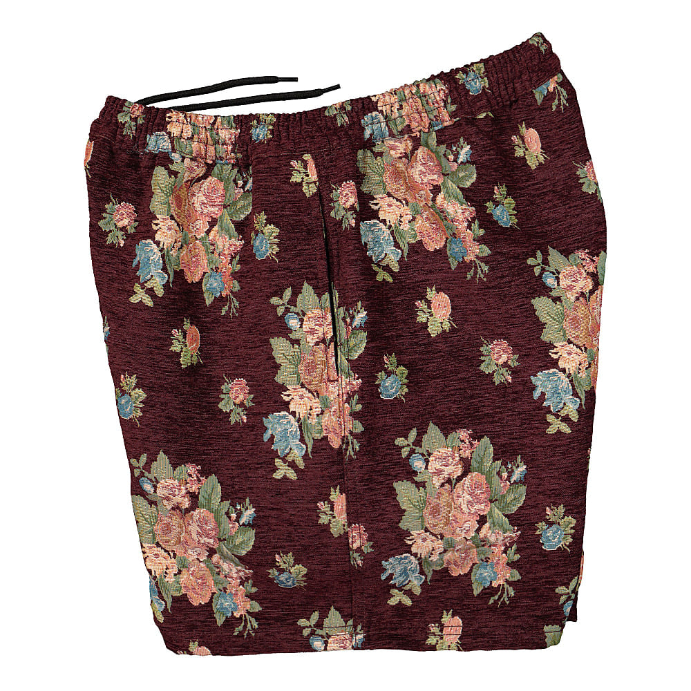 Pleasures Dejavu Woven Floral Shorts Maroon Shorts Close-up | Overkill