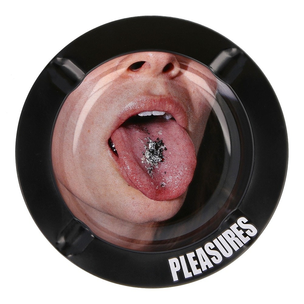 Pleasures Tongue Tin Ashtray Black Trays P21SP056 | Overkill