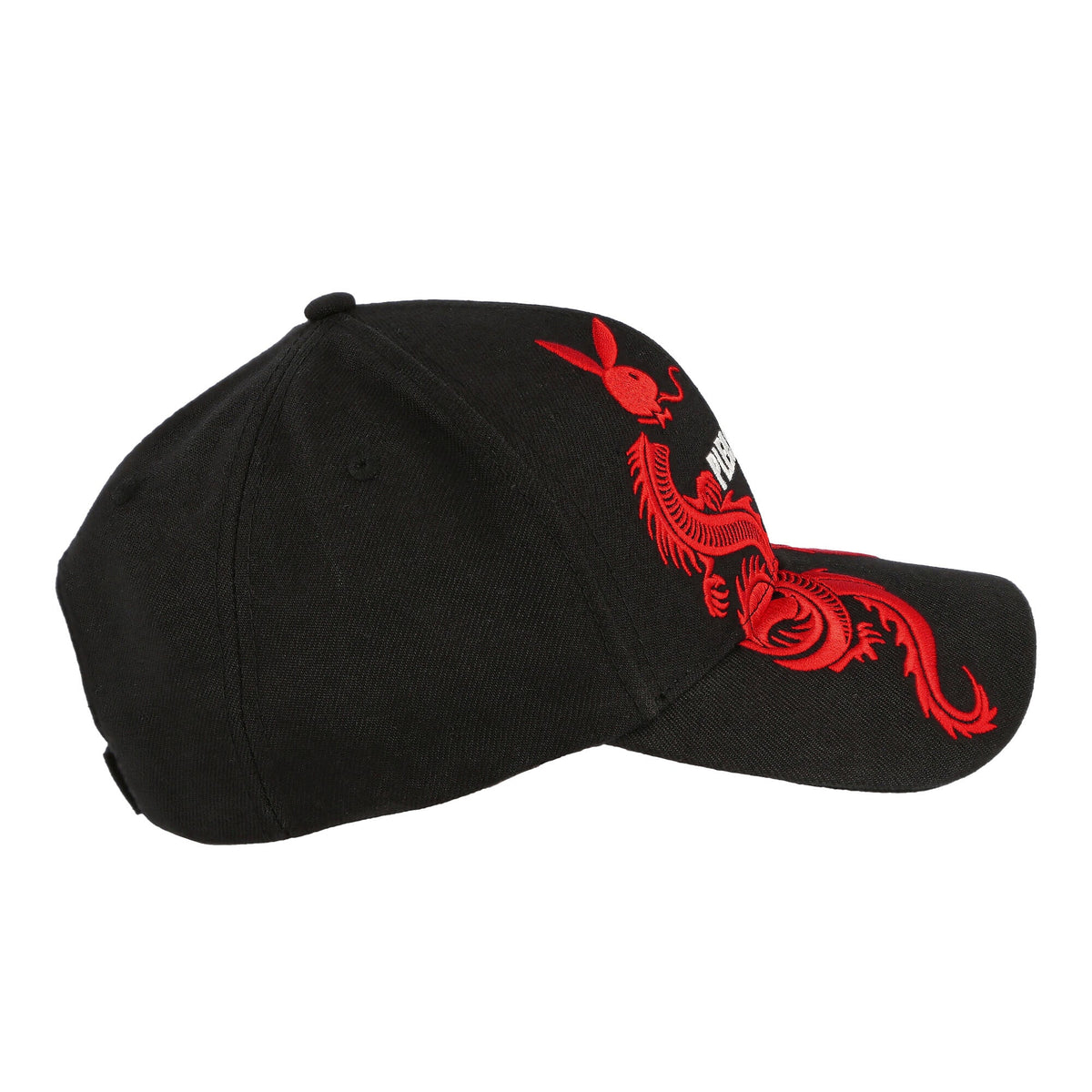 Pleasures Playboy x Pleasures Tails 6 Panel Hat Black Caps Close-up | Overkill