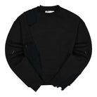 C2H4 distressed panelled crewneck Fuzzy Black Sweatshirts R002-039 | Overkill