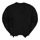 C2H4 distressed panelled crewneck Fuzzy Black Sweatshirts Material | Overkill