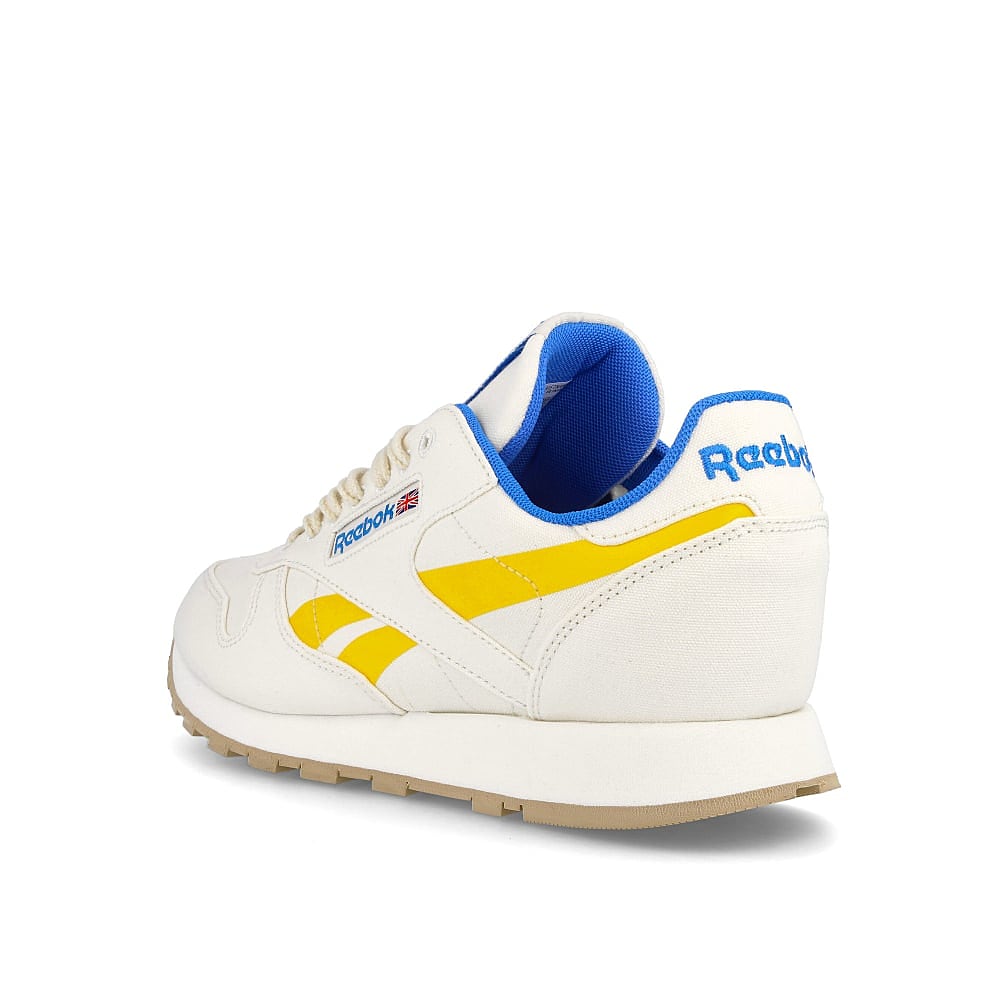 Reebok classic leather grow Chalk / Primal Yellow / Horizon Blue  Close-up | Overkill