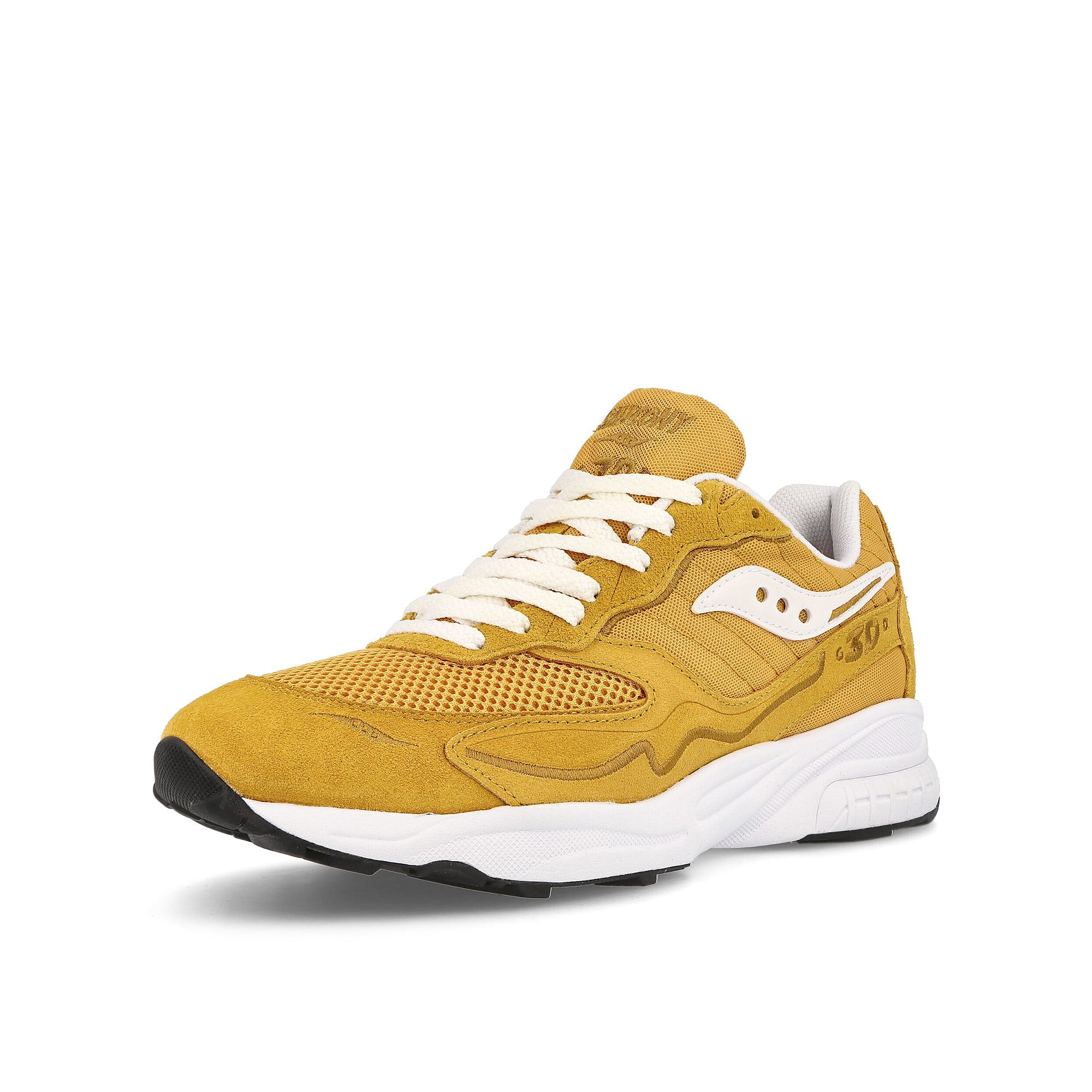 Saucony 3d grid hurricane Mustard-White Low Top Sneakers  Close Up | Overkill