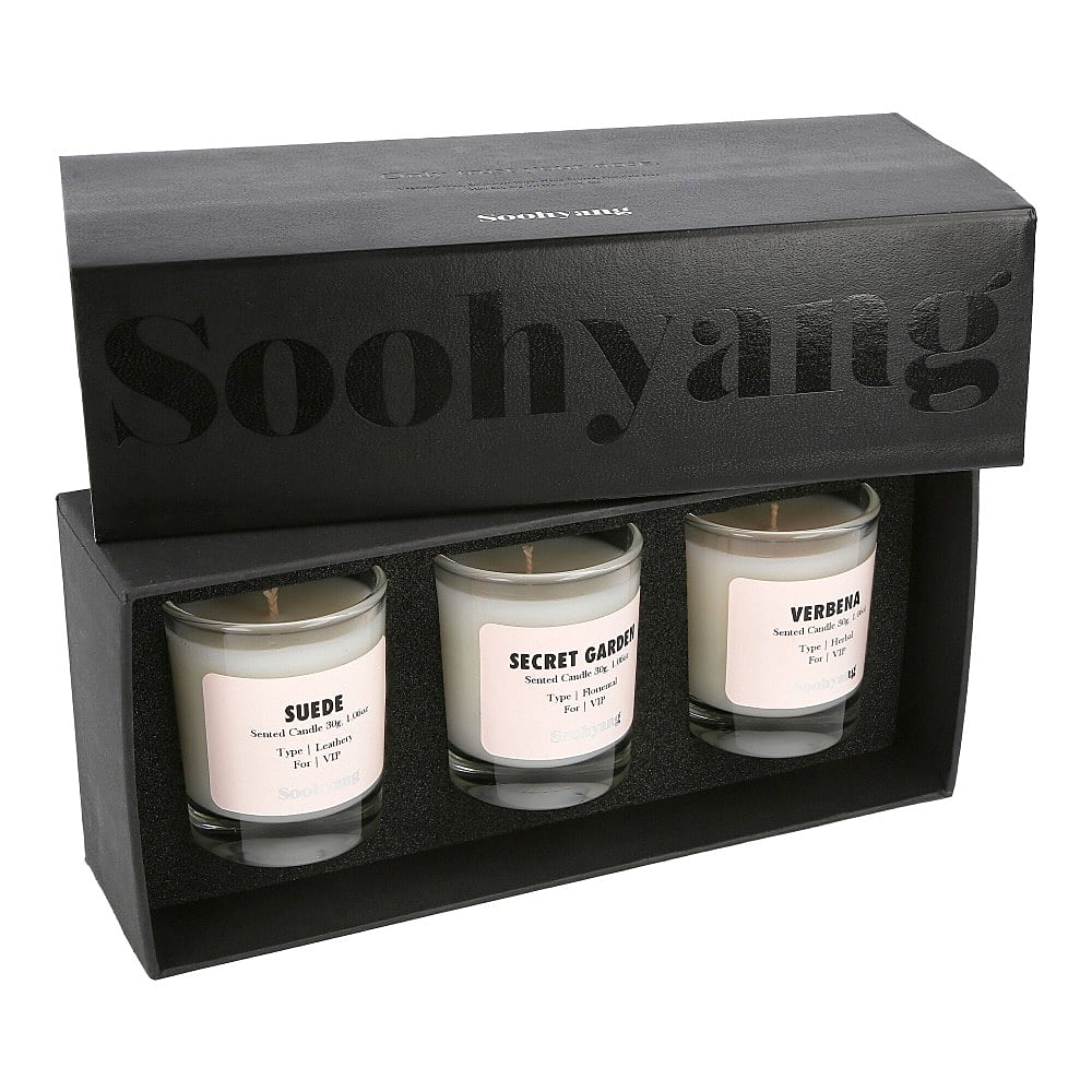 Soohyang Trial 3 Pack Candle Set 30g Suede / Secret Garden / Verbena Incense & Candles SBV / Multi | Overkill